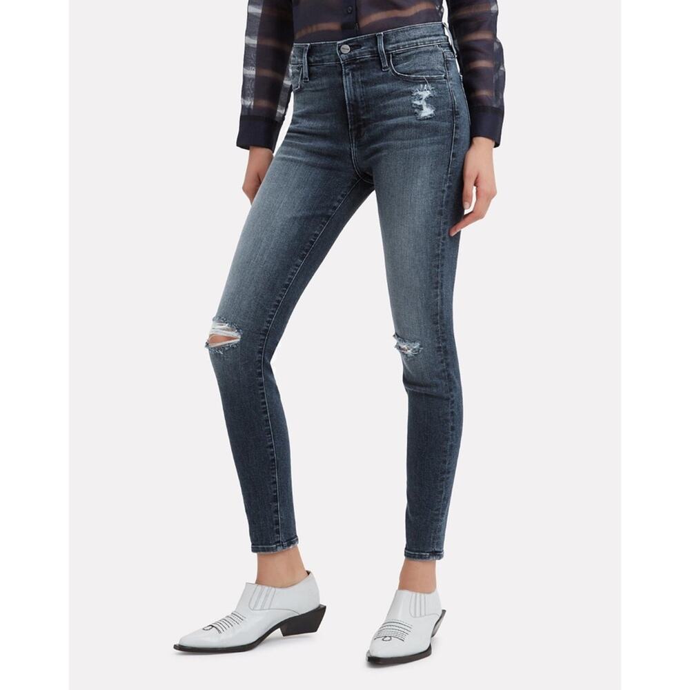 FRAME Women's Blue Le High Skinny Jeans in Magellan Wash Distressed W26